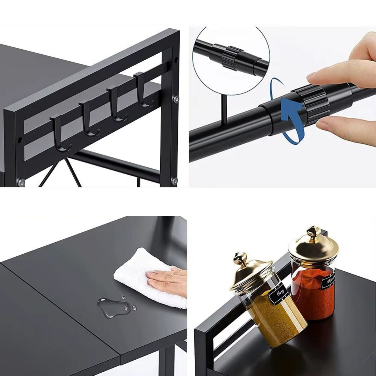 Étagère micro-ondes Extensible 2 niveaux – Noir