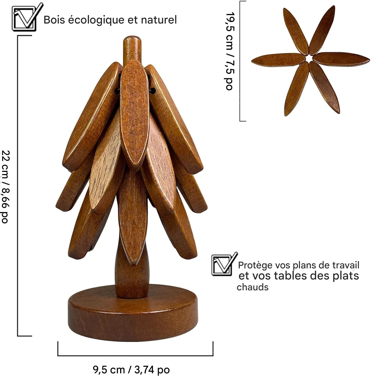 Lot de 4 Dessous-de-Plat en Bois