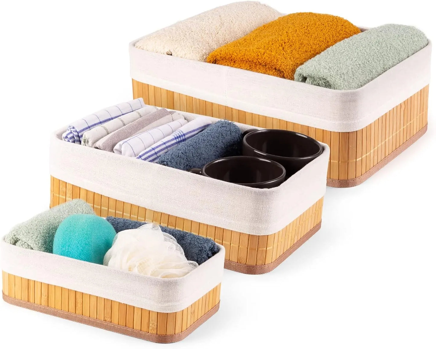 3 Paniers de Rangement en Bambou