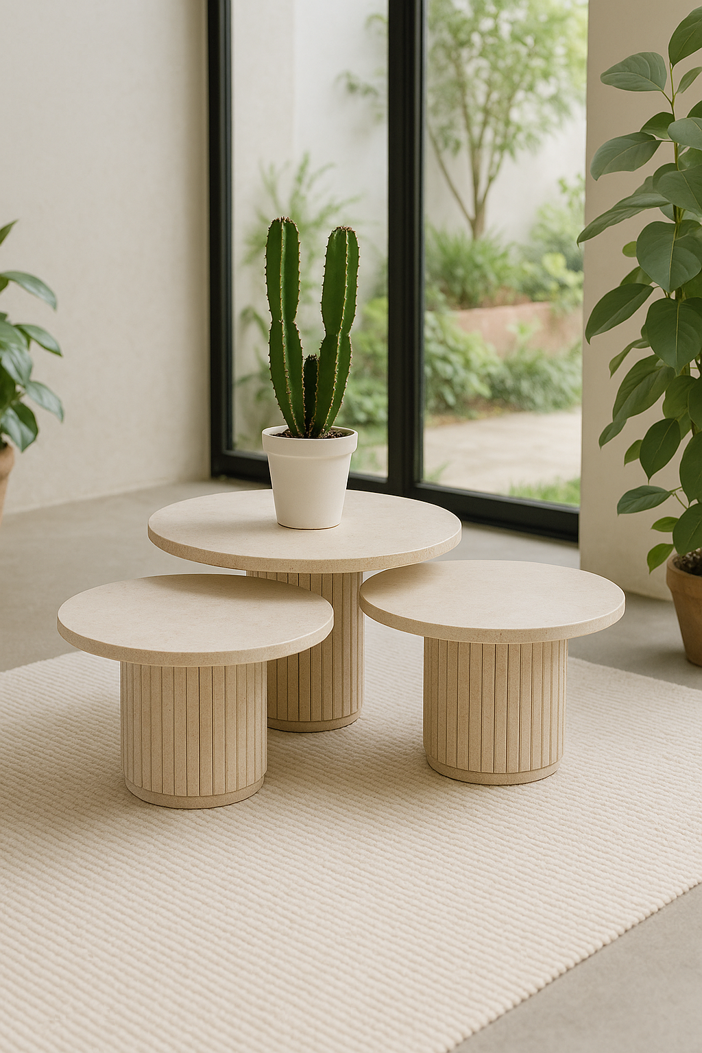Trios Tables basses en travertin - Seya