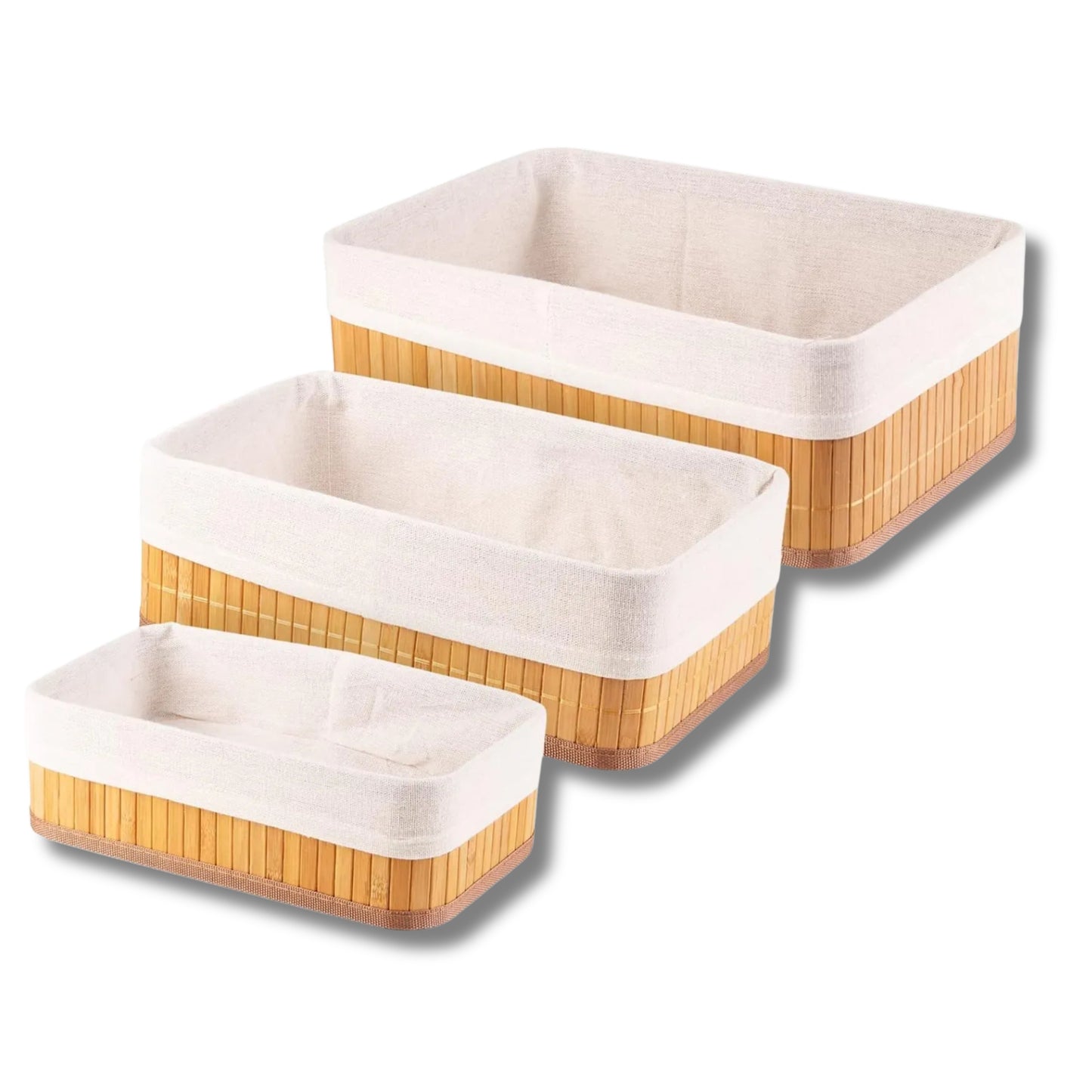 3 Paniers de Rangement en Bambou