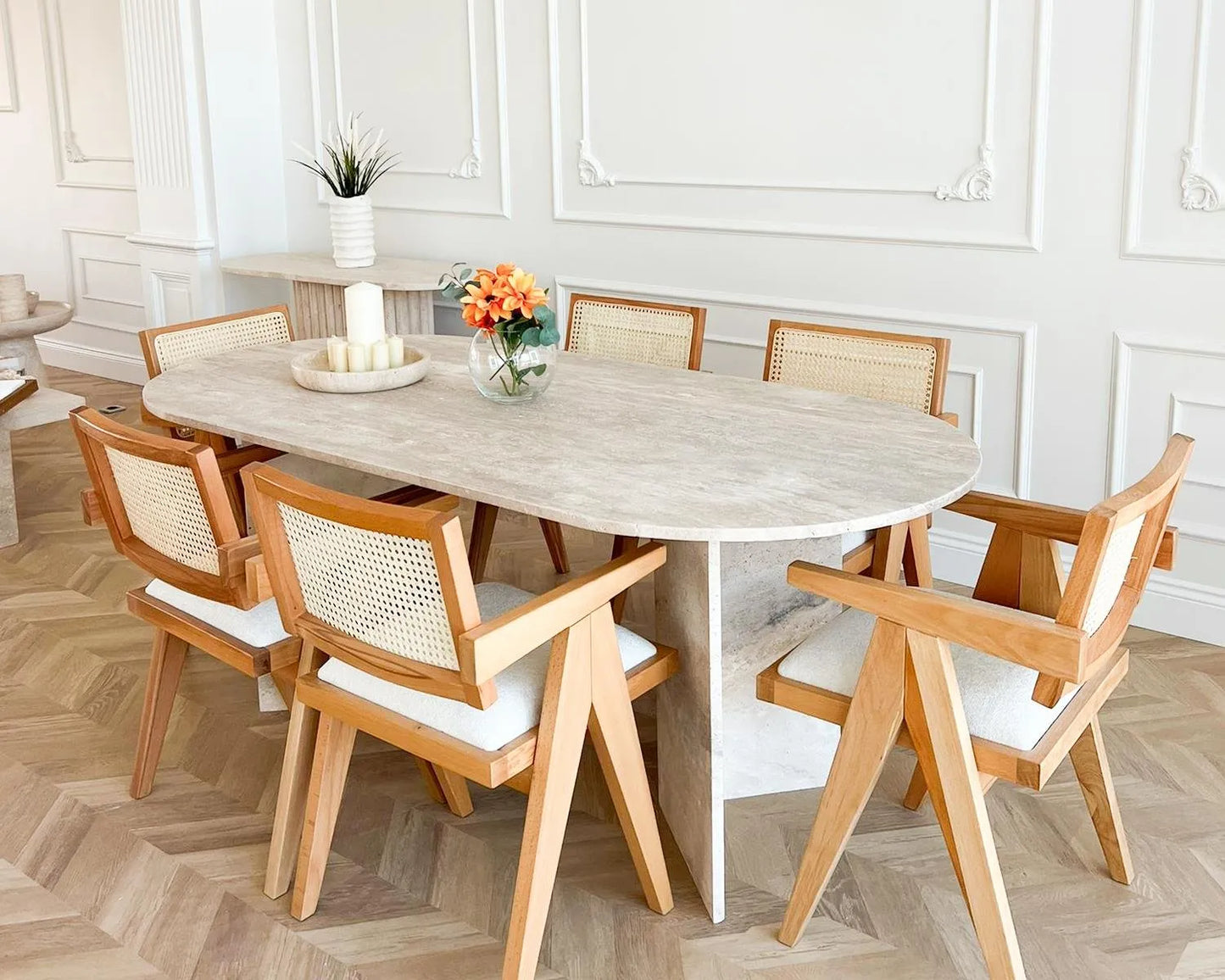 Table ovale en travertin - Kali