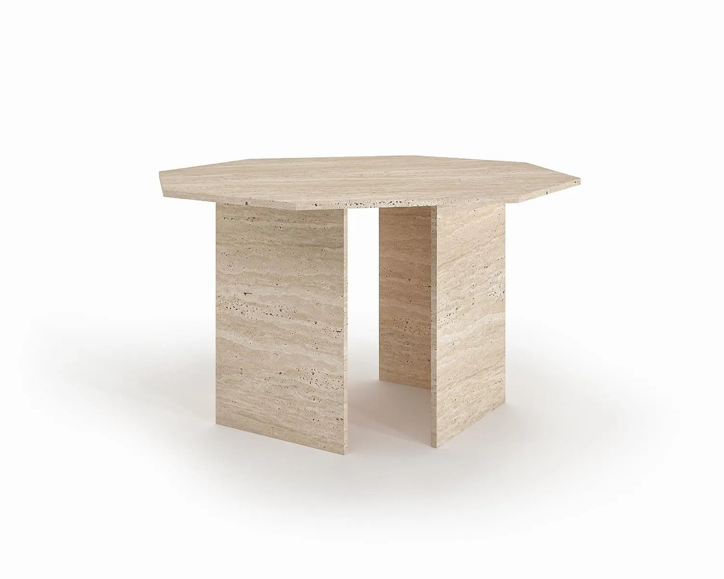 Table hexagonale en travertin - Dani