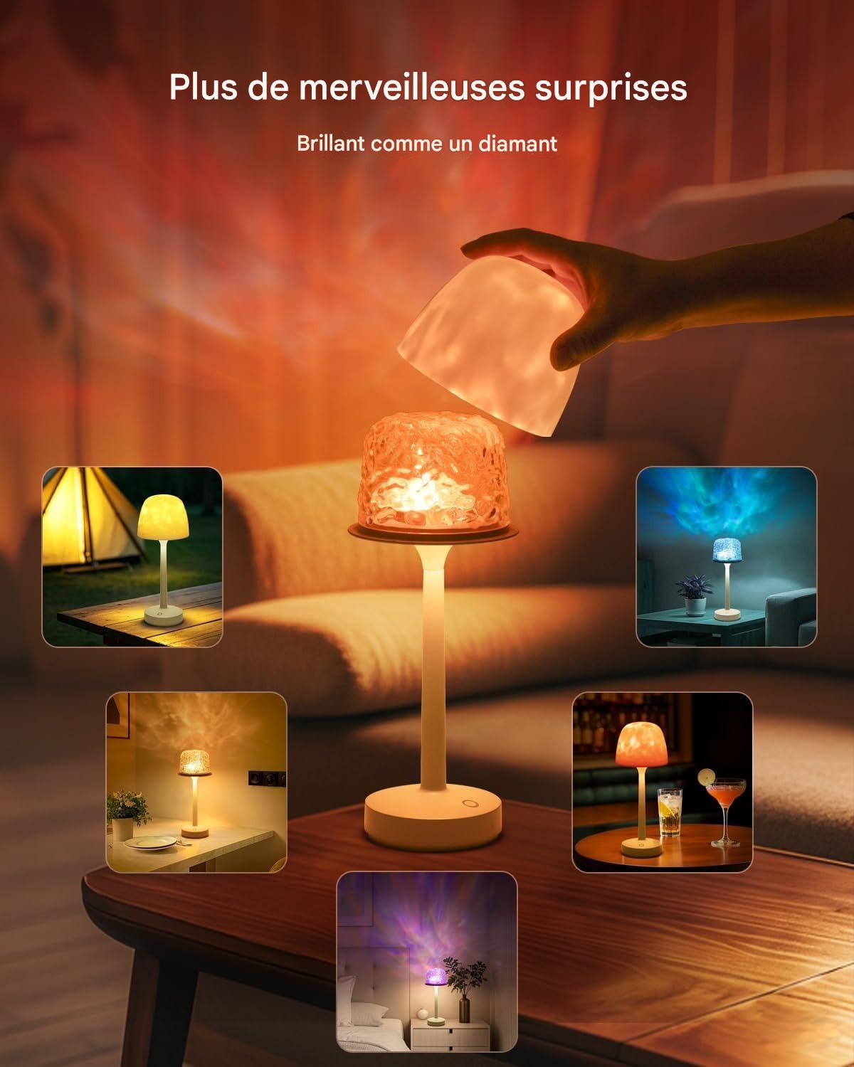 Projecteur Sans Fil à Motif de Vagues de l’Océan 3-en-1