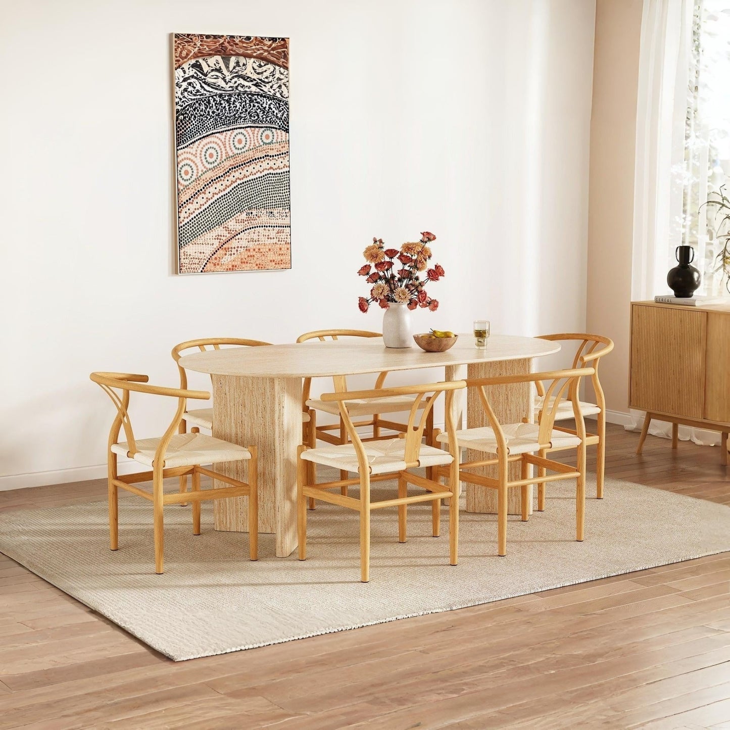 Table ovale en travertin - Kali