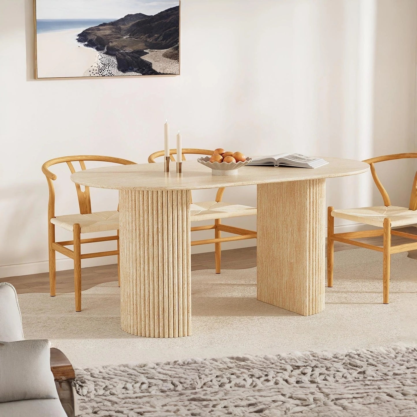 Table ovale en travertin - Nina