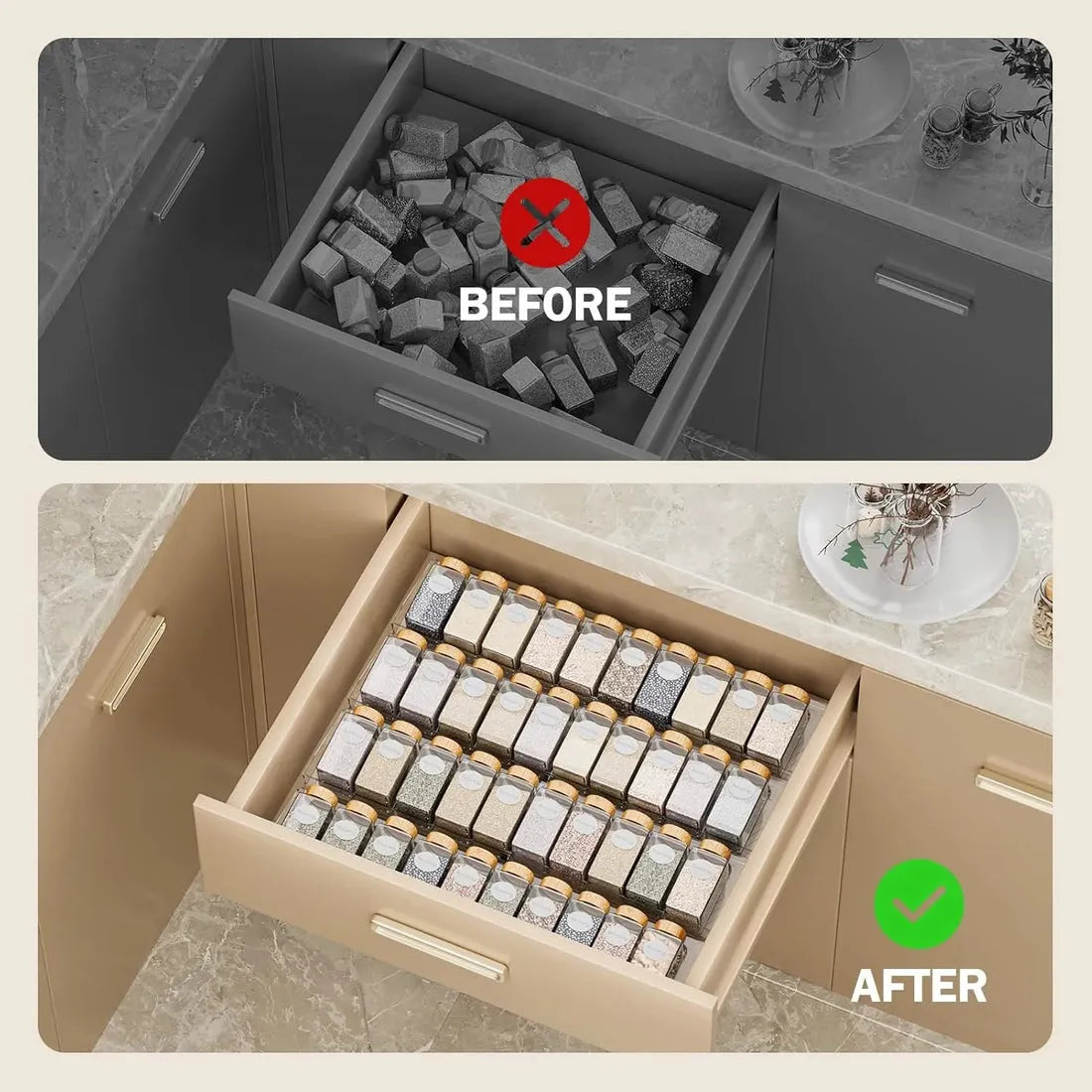 24 Pots à épices en verre - Noha avec 25 Étiquettes + Autres Accessoires