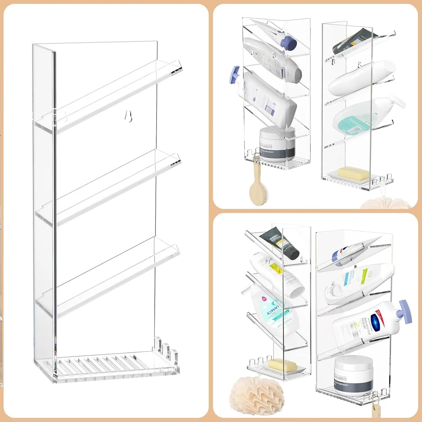 Lot de 2 étagères en acrylique (sans perçage) - Riko