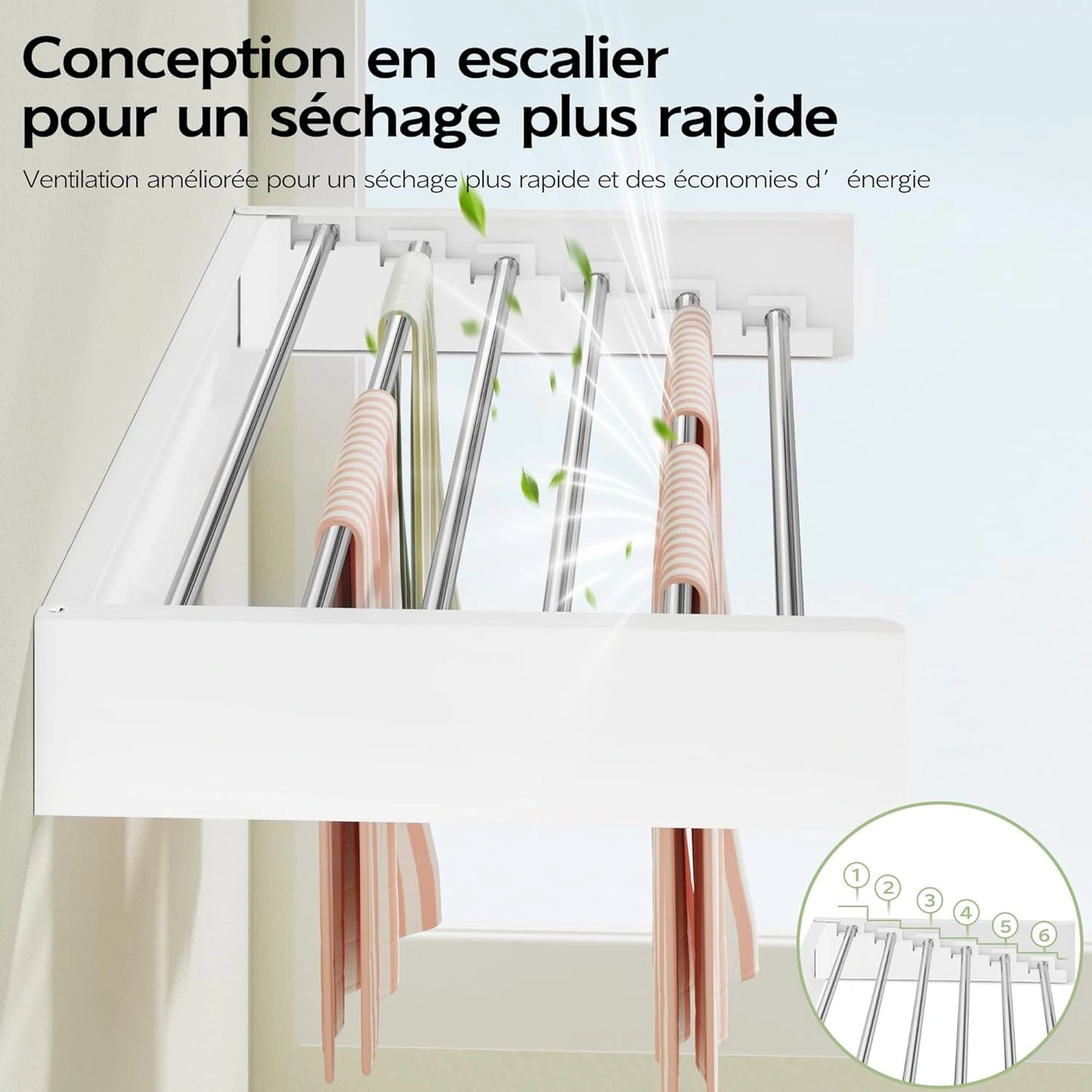 Étendoir Mural Rétractable et Pliable - Naya