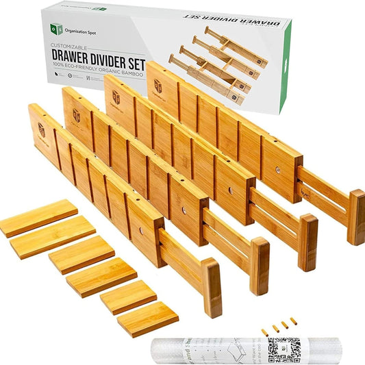 Lot de 4 séparateurs extensibles en bambou - Farah