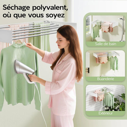 Étendoir Mural Rétractable et Pliable - Naya