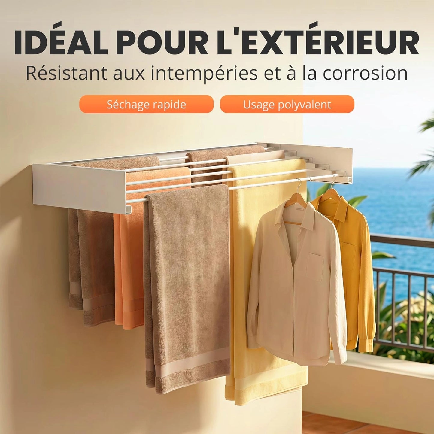 Étendoir Mural Rétractable et Pliable - Naya