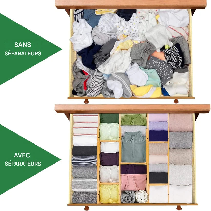 Lot de 4 séparateurs extensibles en bambou - Farah