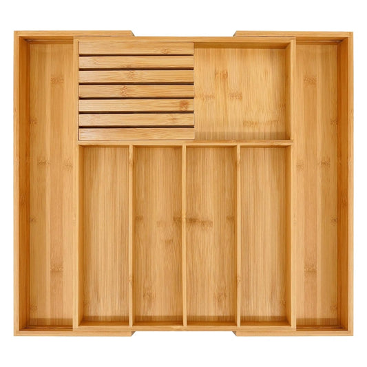 Range-couverts extensible en bambou avec compartiment amovible pour couteaux - Joud