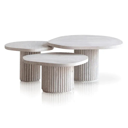 Trios Tables basses en travertin - Seya