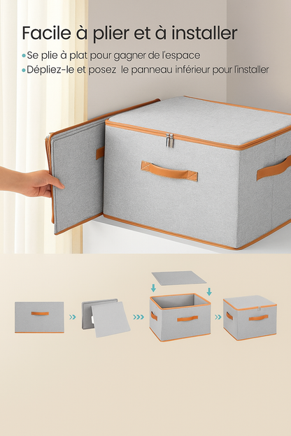 Boîtes de rangement pliables avec couvercles - Lina