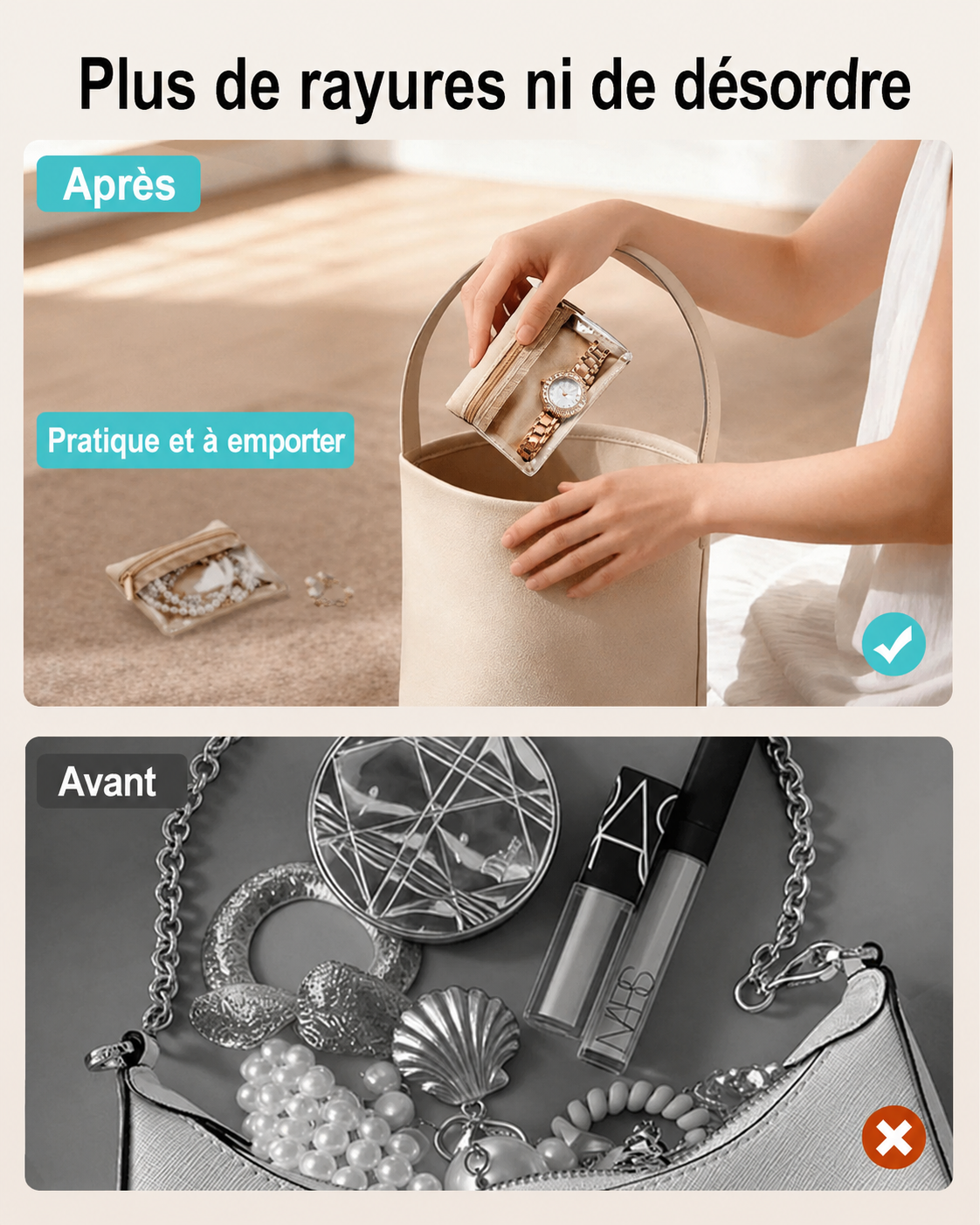 Organisateur de Bijoux de Voyage avec 12 Poches - Hiba