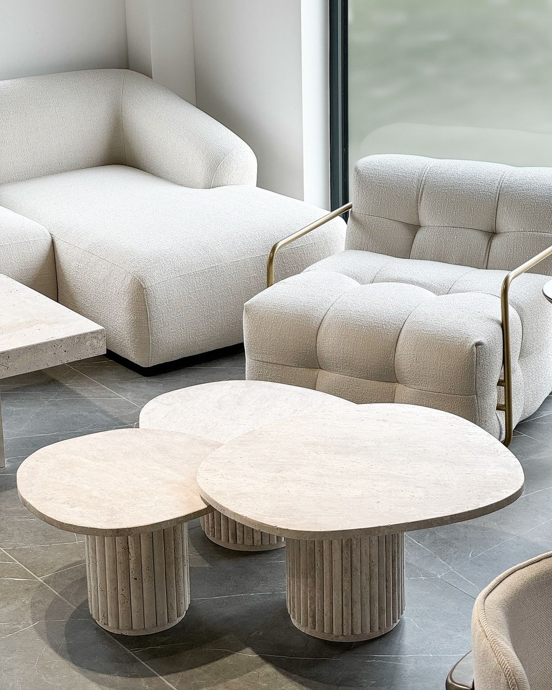 Trios Tables basses en travertin - Seya