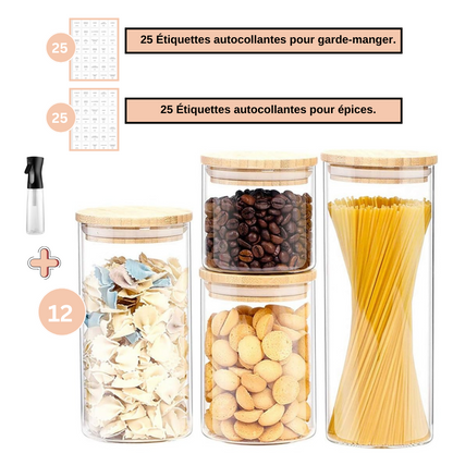 Ensemble de 12 bocaux en verre de différentes taille - Aya