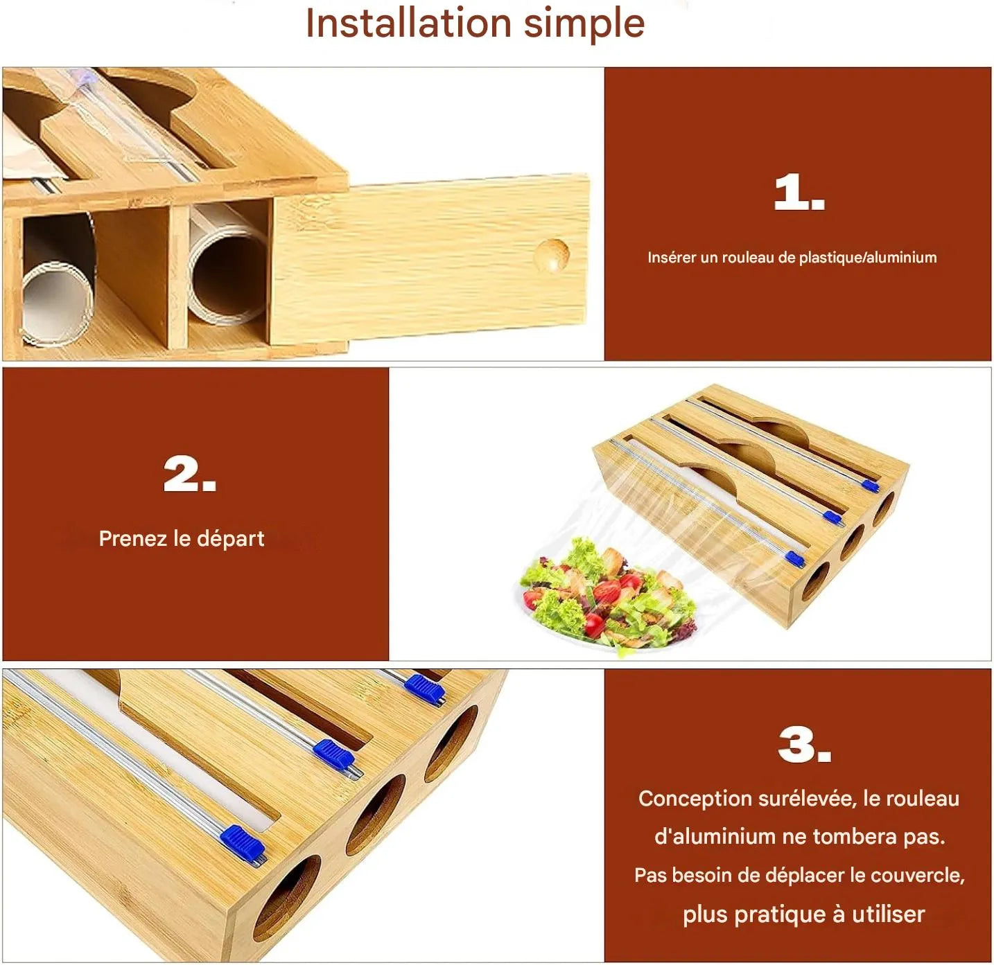 Distributeur 3 en 1 en Bambou - Ouma