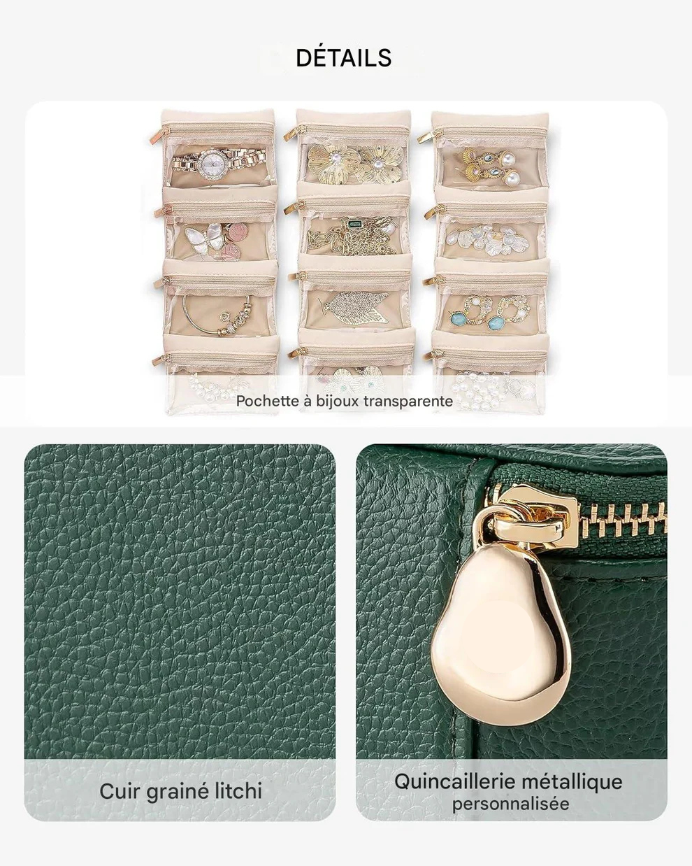 Organisateur de Bijoux de Voyage avec 12 Poches - Hiba