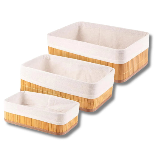 3 Paniers de Rangement en Bambou