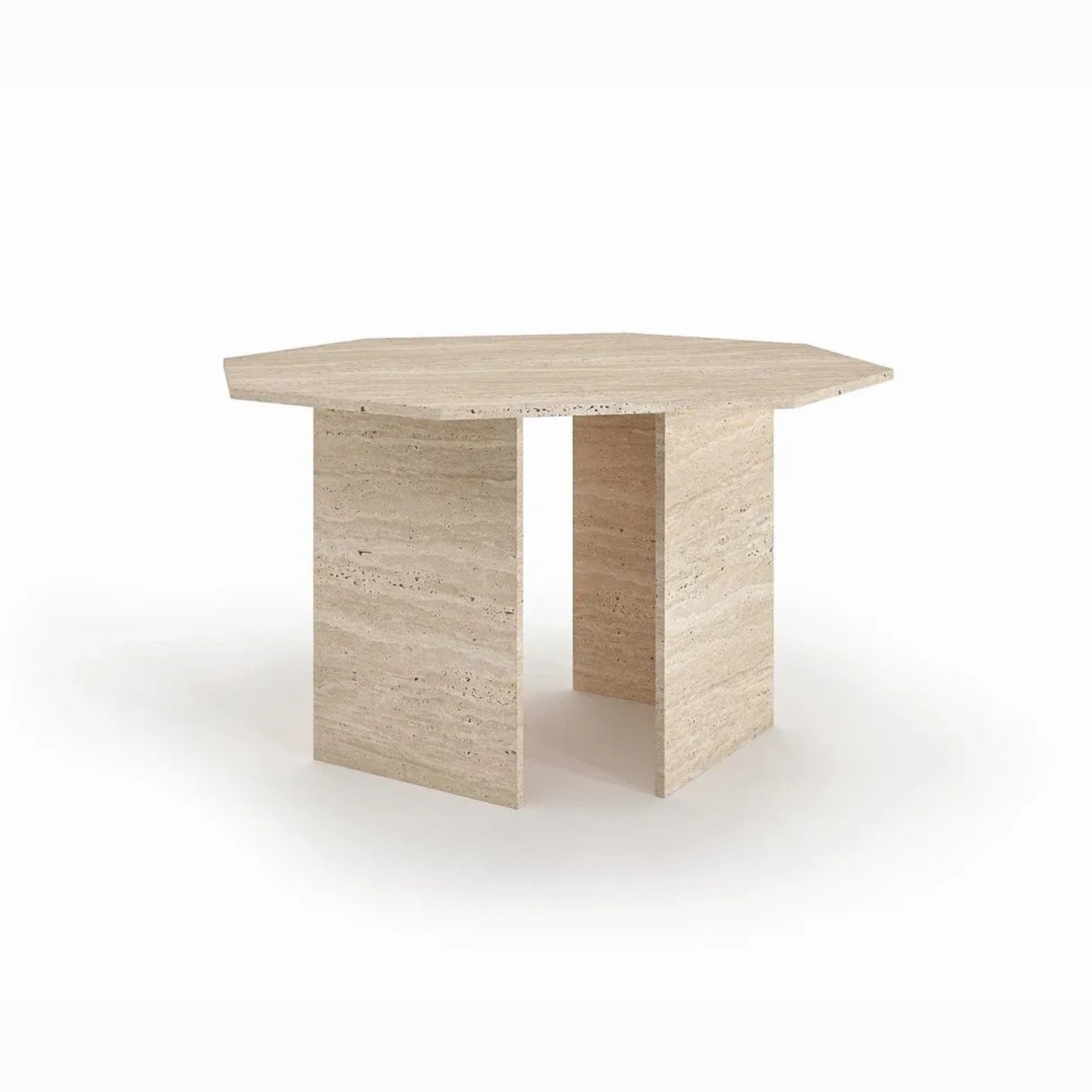 Table hexagonale en travertin - Dani