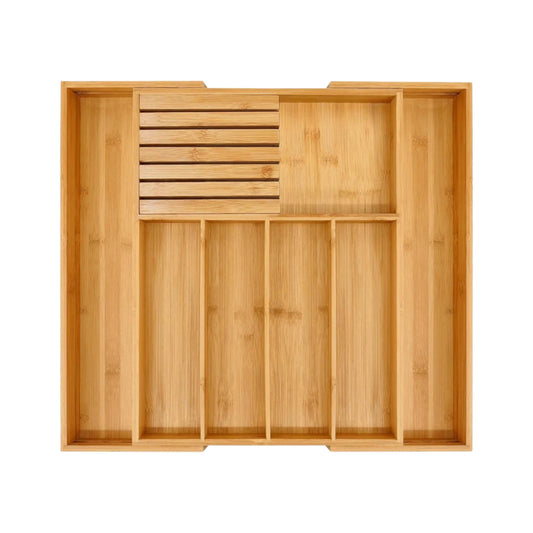 Range-couverts extensible en bambou avec compartiment amovible pour couteaux - Joud
