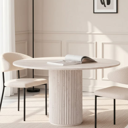 Table à manger ronde en travertin - Ouma