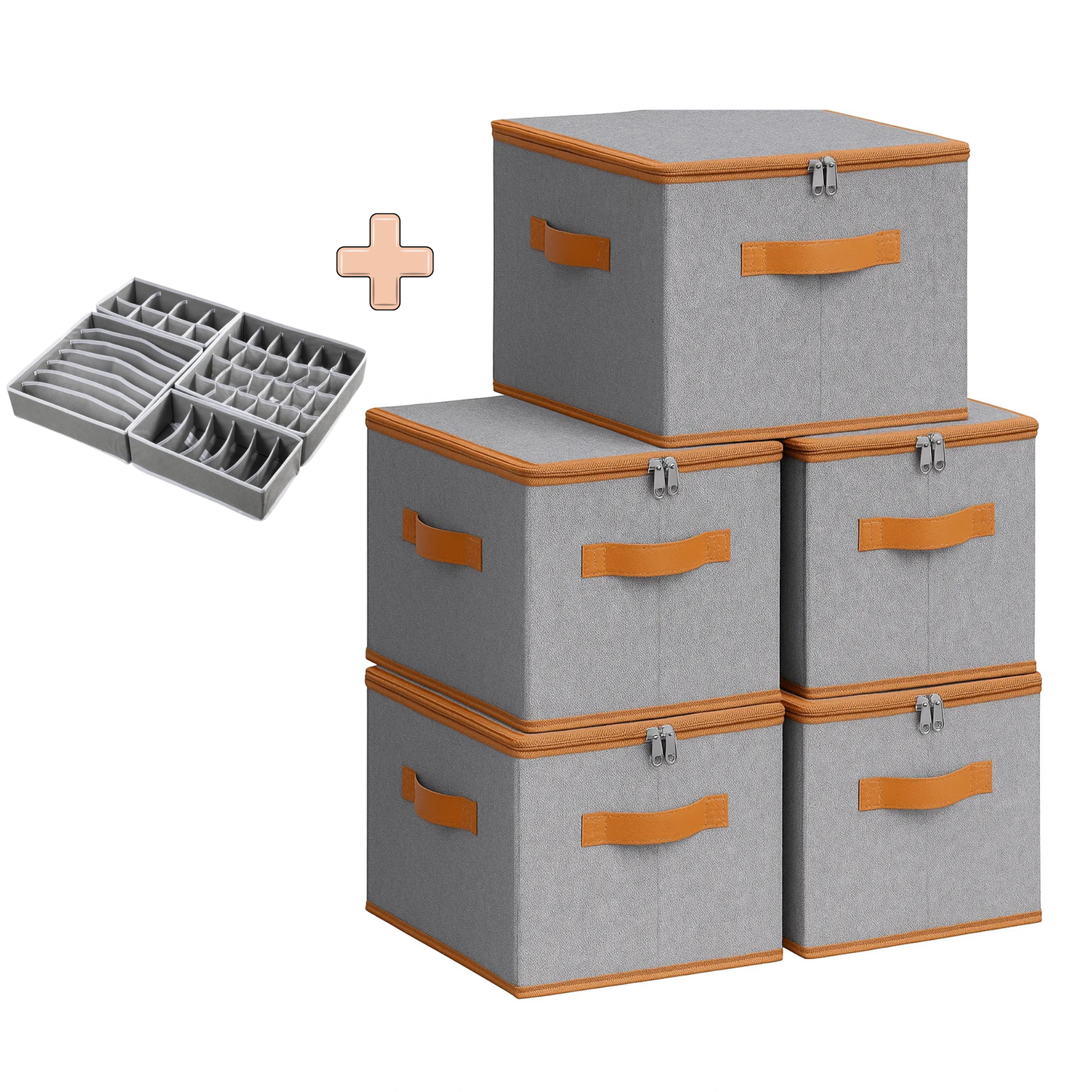 Boîtes de rangement pliables avec couvercles - Lina