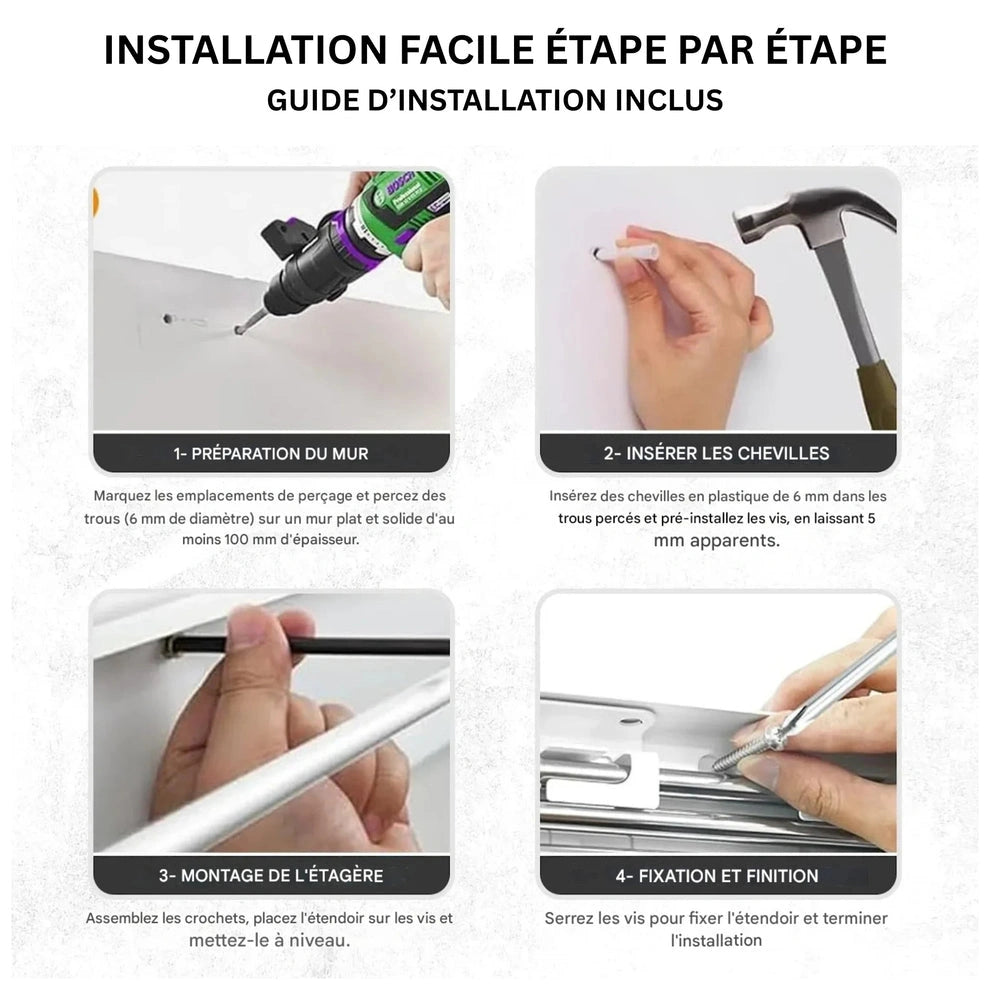 Étendoir Mural Rétractable et Pliable - Naya