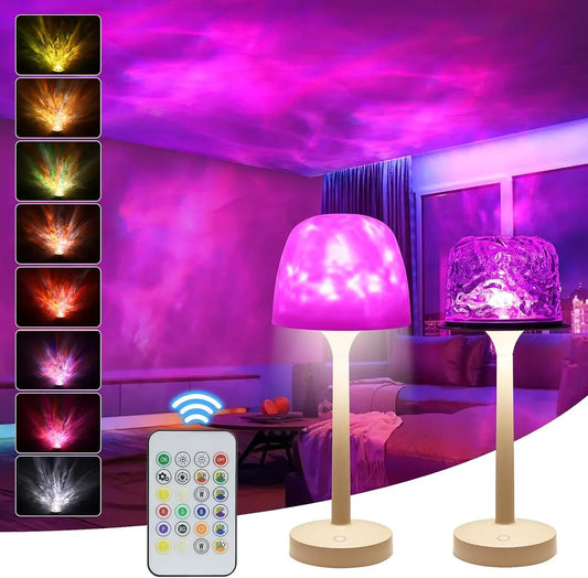 Projecteur Sans Fil à Motif de Vagues de l’Océan 3-en-1